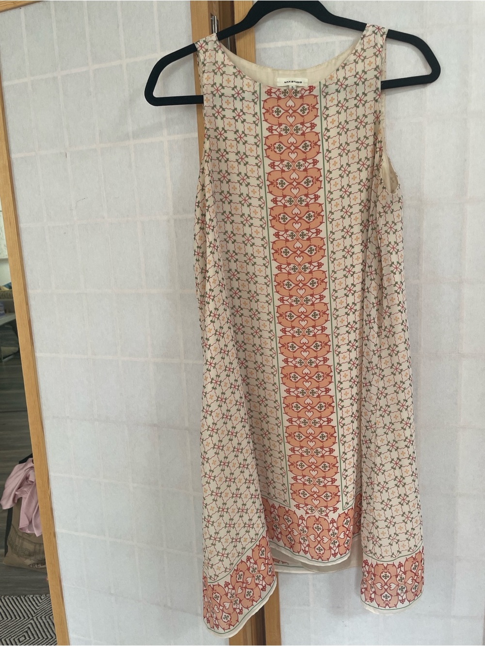 Max Studio Cream & Coral Printed A-Line Dress Skirt